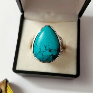 Sterling Silver 925 Turquoise Pear Ring